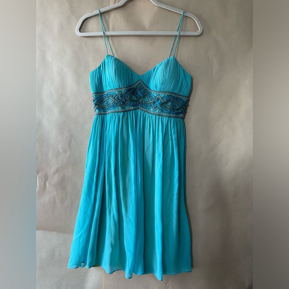 Elegant Blue Beaded Dress